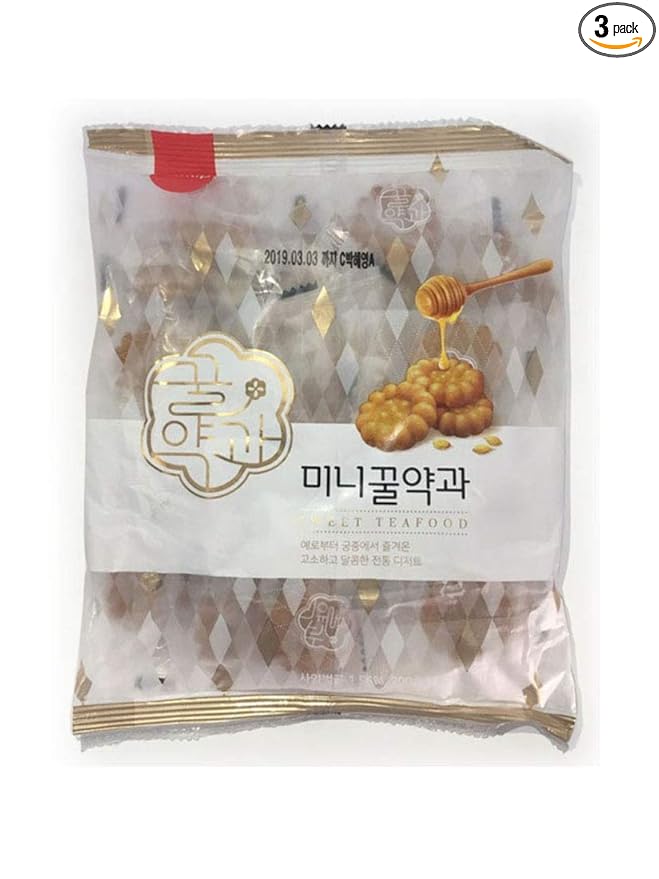 Korean Traditional Sweet Mini honey Yak Gwa Cookies 200 g x 3 Pack (total 600g)