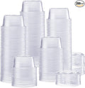 GUSTO 2 oz Jello Shot Cups with Lids [200 Count] Clear Plastic Portion Containers, Condiment Cups for Sauces, Dressings & Samples – Durable, Stackable, Leak-Resistant (Formerly Comfy Package)