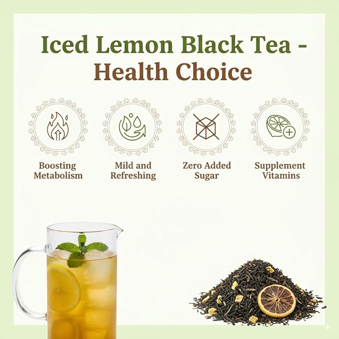 HANFANGLING Iced Lemon Black Tea - Premium Loose Leaf Blend with Real Freeze-Dried Lemon | Refreshing & Natural | Brews in Cold Water | 1.76 oz (50g) Pack