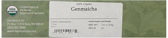 Davidson's Organics, Genmaicha, 100-count Unwrapped Tea Bags