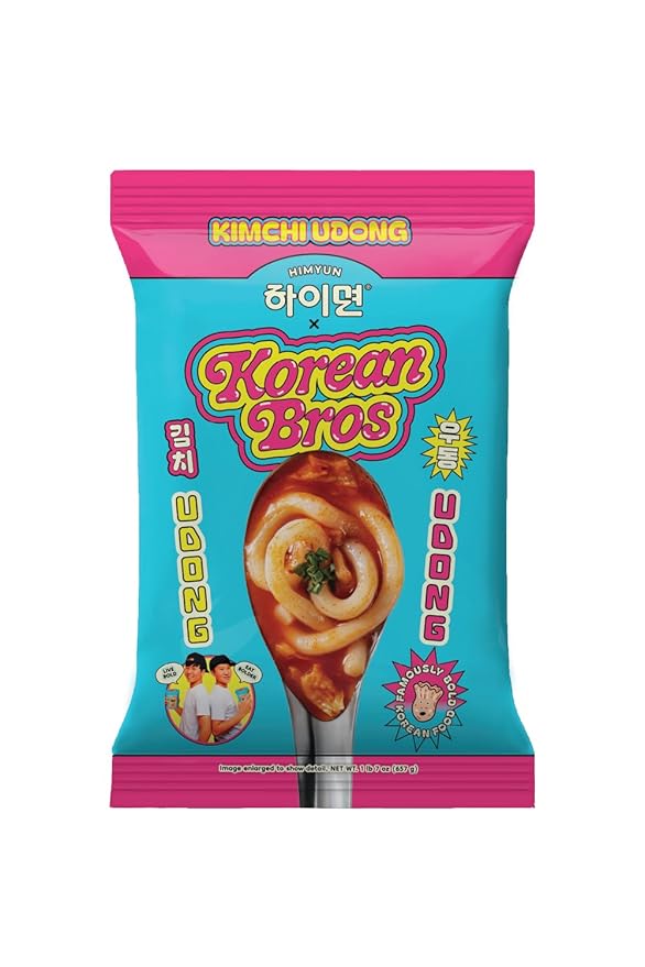 Korean Bros Kimchi Udong (657g) - Spicy Korean Stir-Fry Noodles, 3 Servings