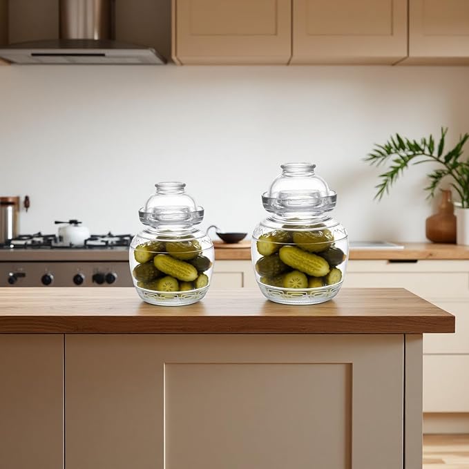 Glass Jar with Lid Pickle Jar, 1.5L Fermentation Jar Crock for Pickles Kimchi, Sauerkraut, Kombuch Vegetables Paocai Jar Pot, Thickning