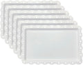 Set of 6 Plastic Serving Trays Food Tray - 14" x 9" Rectangle Serving Platter for Party Cafeteria Kitchen Restaurant , Small Flat Trays for Dessert Fruit Cookie Snack (6, White)