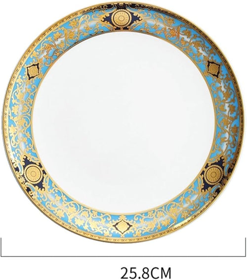 Bone China Dinnerware Set for 4, 8 Piece Tableware for Dining,Ornate Retro Pattern Plates for Fine Dining, Wedding Reception, Anniversary and Restaurant Use
