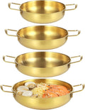 4Pcs Korean Ramen Pot Set,Stainless Steel Ramen Pot with Double Handles, 8.4-10.7 in Diameter Korean Noodle Pot Golden Soup Pots & Cooking Pots for Stove,Pasta,Soup