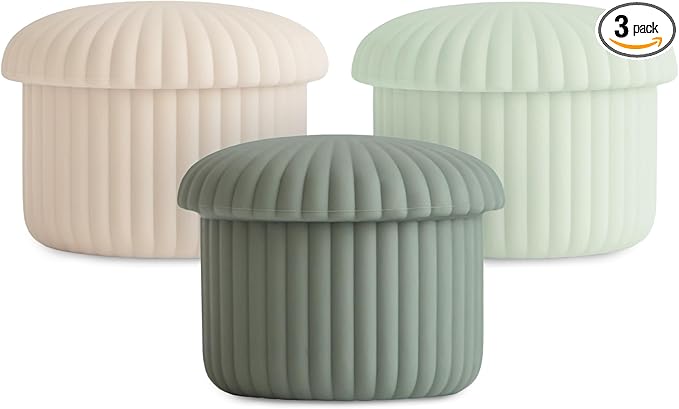 mushie Silicone Baby Food Containers (Green Combo) | 4 oz, 3 Pack Set | Reusable Storage Jars with Lids | Microwavable Dishwasher and Freezer Safe