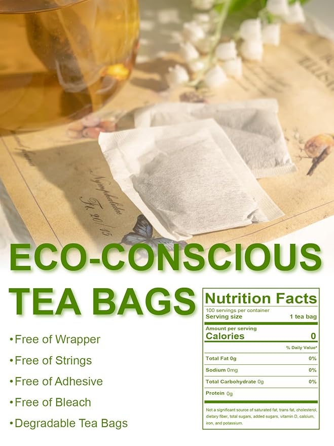 TeeLux Mint Green Tea Bags, Green Tea with Peppermint, Spearmint and Lemongrass, Caffeinated, 100% Real and Natural, 100 Count