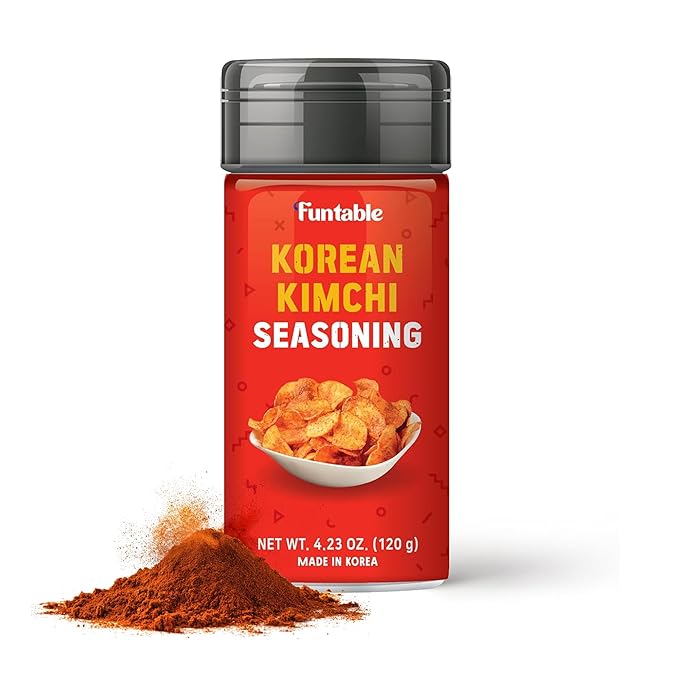 Funtable Kimchi Seasoning (4.23oz, 120g) - Authentic Korean Flavor Powder, Easy-to-Use. Perfect Seasoning for Chicken, Nuggets, Fries, Popcorn, Nachos & More.