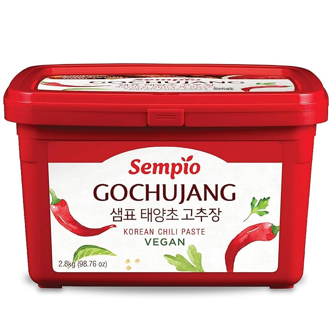 Sempio Gochujang Vegan Korean Red Chili Pepper Paste - Mild Heat: Sweet Spicy Savory Paste, Traditional Fermented Condiment for Cooking, Marinades, Dips, Halal Certified (6.2lbs/2.8kg)