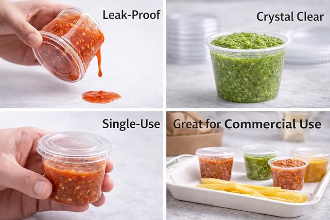 4U'LIFE 1 oz Clear Plastic Souffle Cup/BPA Free Portion Cup With Lids-100 Sets