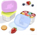 Tanjiae 3×8oz Small Stainless Steel Snack Containers - 230mL Leakproof Food Containers with Cute Dino Lids | LFGB Certified, Stackable Metal Snack Box for Home, Office, Travel