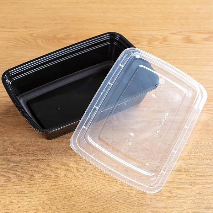 28 oz Meal Prep Containers Bulk 50-Pack - Leak-Resistant, Reusable with Lids, Microwave/Freezer/Dishwasher Safe - Commercial Food Storage