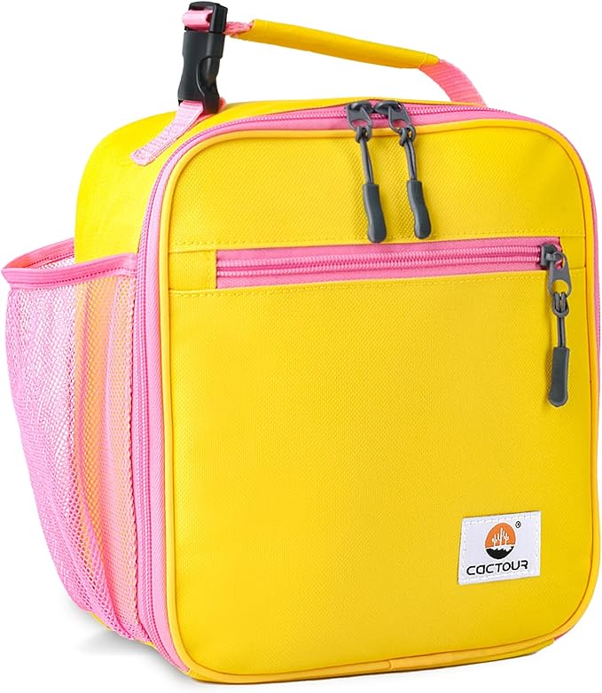 CaCTOUR Lunch Box Kids,Premium Insulated Lunch Bag for Girls Boys,Soft Bag Mini Cooler Back to School Thermal Reusable Lunch Bag for Work School Picnic (Yellow)