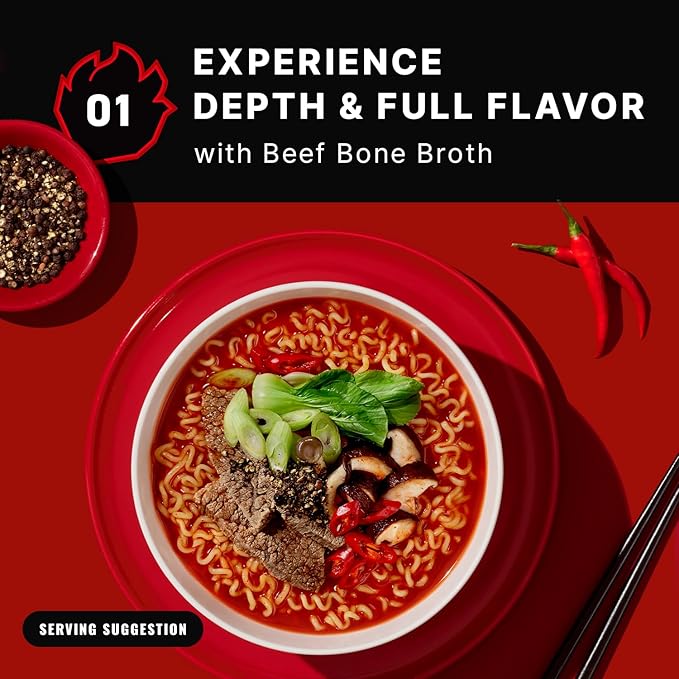 Samyang MEP Black Pepper Beef Ramen, Spicy Korean Instant Bag Noodle Soup, Authentic Bone Broth Ramyeon, Easy Cook Noodles, 3.88 oz (Pack of 4 Bags)