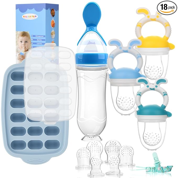 Baby Breastmilk Popsicle Molds & Baby Fruit Feeder-WAJIAYON Silicone Food Freezer Tray Storage Containers,Infant Food Pacifier Feeder and Teether for Babies Easter Bunny Gifts for Boys and Girls