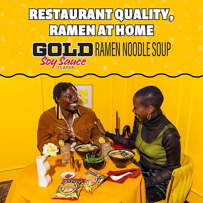 Maruchan Gold Ramen Noodle Soup, Soy Sauce Flavor – Restaurant Quality Japanese-Style Instant Noodles, Quick & Easy Meal – 3.79 Oz. (5 Pack)