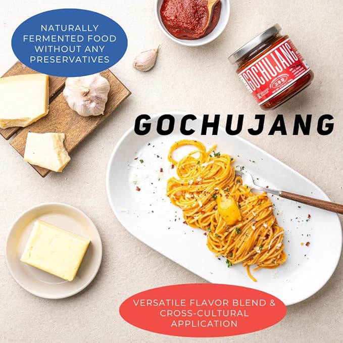 K Kurious Pantry Gochujang, Korean Red Chili Paste, Sauce, Condiment, No Flour, No Added Sugar, No Preservatives, 8.81oz