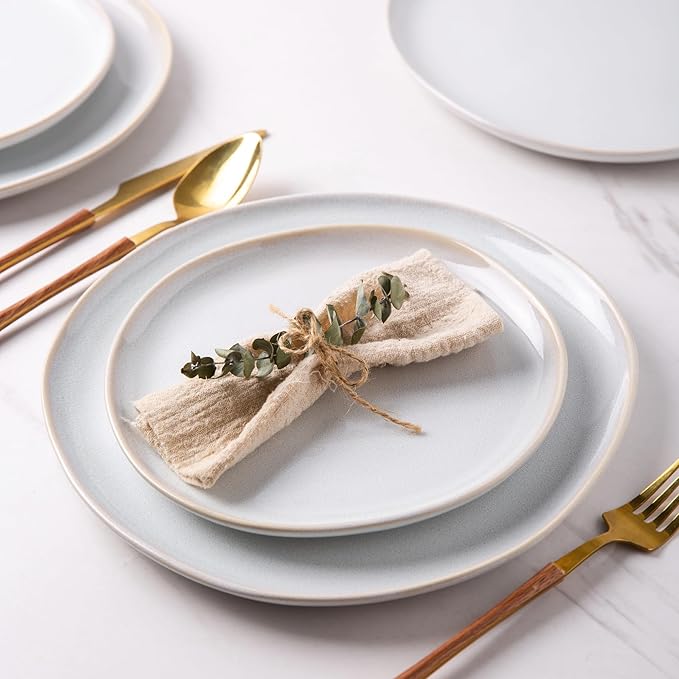 AmorArc Ceramic Plates Set of 6, 8.5 Inch Handmade Reactive Glaze Stoneware Plates set for Dessert, Salad, Appetizer, Small Dinner Plates, Microwave & Dishwasher Safe, Scratch Resistant