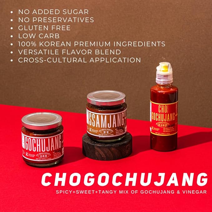 K Kurious Pantry Chogochujang, Korean Red Chili Paste with Vinegar, Sauce, Condiment, Dressing, Dip, No Flour, No Added Sugar, No Preservatives, 9.7oz