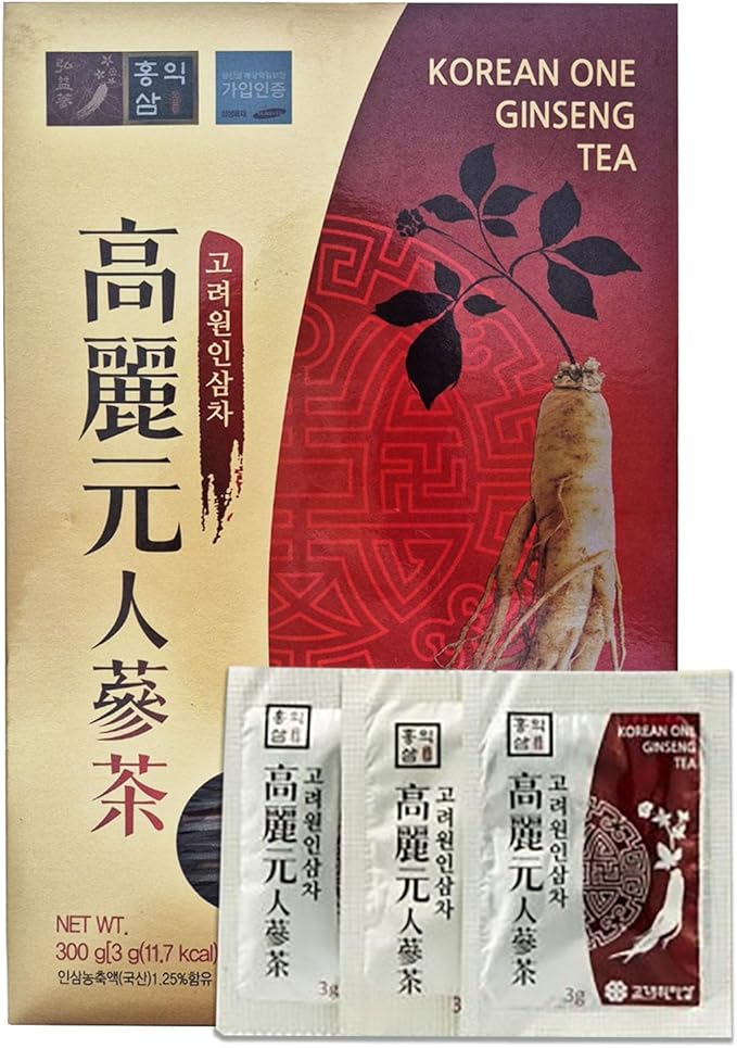 LENITH Korean One Ginseng Tea Packets, Sachets-Concentrated Ginseng Extract, Easy Dissolve Granulate Form, Hot or Cold Tea_10.58 oz / 300 g (3g x 100ea)