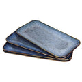 Ceramic Dinner Plates Dish Set,Set of 4, for Lunch snacks - Microwave, Oven & Dishwasher Safe,Scratch Resistant, Dinnerware Kitchen Porcelain Serving Dishes,Blue 12.4 Inch Rectangle plate