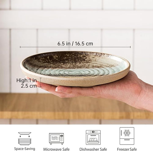 UNICASA Dessert Plates, 6.5 Inch Appetizer Plate Set of 4 - Microwave & Dishwasher Safe Ceramic Side Dish for Salad, Snacks, Japanese Plates
