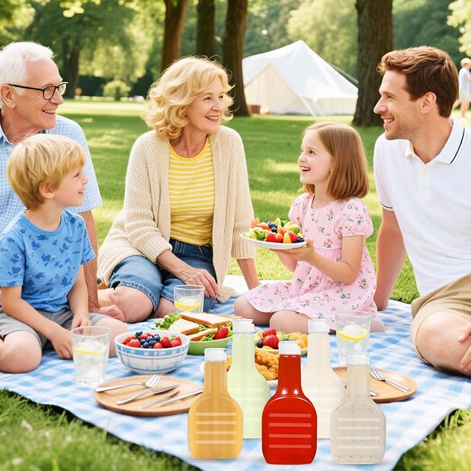 12 Pack 16 oz Clear Plastic Salad Dressing Bottles, Bulk Empty Squeeze Bottles with White Flip Top Caps for BBQ, Condiments, Sauce, Ketchup, Salad Dressing