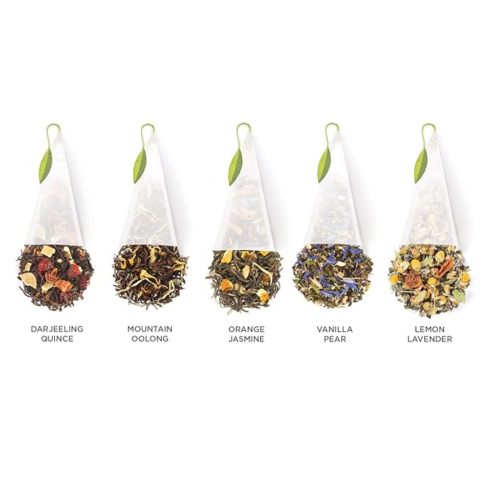 Tea Forte Premium Presentation Box Gift Set Sampler, 20 Count, Assorted Blends Individually Wrapped Handcrafted Pyramid Infuser Bags, Gifts for Mom, Lotus Tea