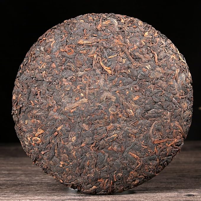 SANRAN Aged Pu'er Tea Cake, Chinese Yunnan Fermented Ripe Puer Tea (7.1oz/pack)