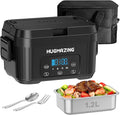Hugmazing Cordless Electric Lunch Box for Adults, Men & Women – Rechargeable Self-Heating Food Warmer with 1.2L SS Container, Battery-Powered Heated Lunch Box, Perfect for Work and Travel Use
