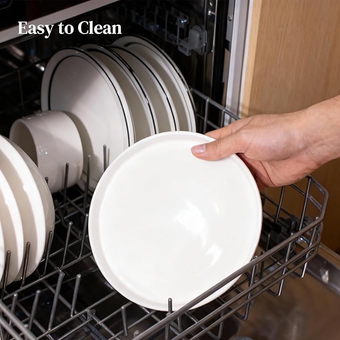 DOWAN 8" Porcelain Salad Plates Set of 6, Ceramic White Dessert Plates Set for Salad, Pasta, Steak - Appetizer Plates, Dining Plates for Parties, Restaurant - Dishwasher & Microwave Safe - Gifts