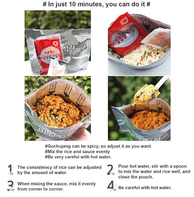 Minecook Kimchi Bibimbap Meals Ready to Eat 1 Pack of Bibimbap Korean Mixed Rice Bowl100g (3.53oz) 335 Kcal (Kimchi)