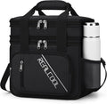 RealCool Lunch Bag, Insulated Lunch Box for Men Women, Double Deck Leakproof Soft Cooler Bag with Adjustable Strap, Reusable Lunchbox for Work, Travel, Camping (Black)