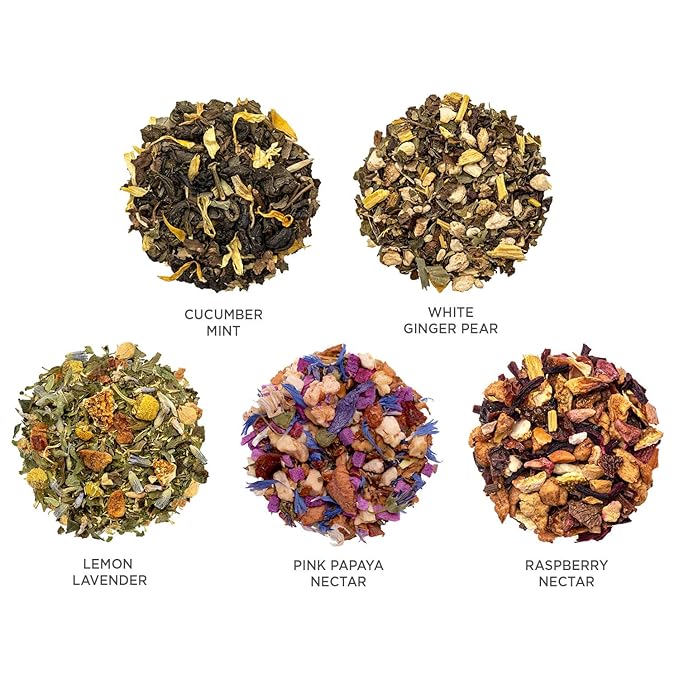 Tea Forte Premium Presentation Box Gift Set Sampler, 20 Count, Assorted Blends Individually Wrapped Handcrafted Pyramid Infuser Bags, Gifts for Mom, Mariposa Tea