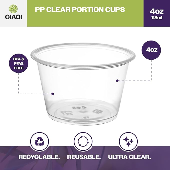 CIAO! 4OZ PP Clear Portion Cup, Lids Sold Separately (Case of 2,500)