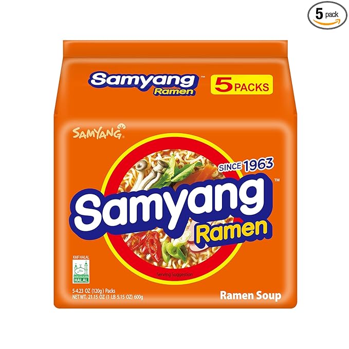 Samyang Ramen Korean Noodle Soup, 4.23 oz (Pack of 5)