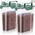 LEAWALK 5-7lbs Cat Dog Storage Container Portable with Upgraded Large Spout and Cup, Plastic Pet Food Dispenser BPA-Free for Small Animal Kibble, Bird Seed, Oatmeal, Rice, Flour-2Pack Dark Green