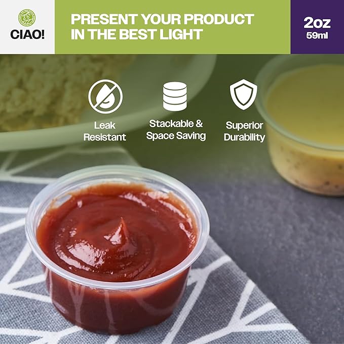 CIAO! 2OZ PP Clear Portion Cup, Lids Sold Separately (Case of 2,500)