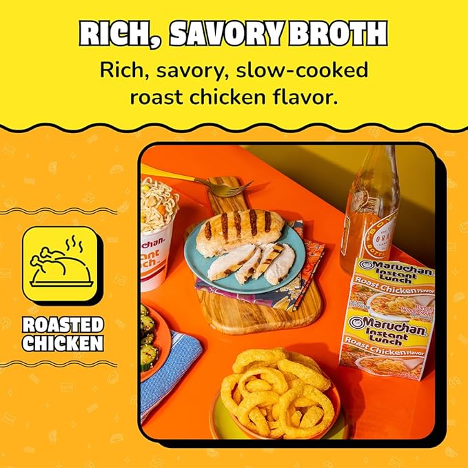Maruchan Instant Lunch Ramen Noodles, Roast Chicken Flavor – Japanese-Style Instant Noodle Soup, Easy Meal Ready in 3 Minutes – 2.25 Oz. (12 Pack)