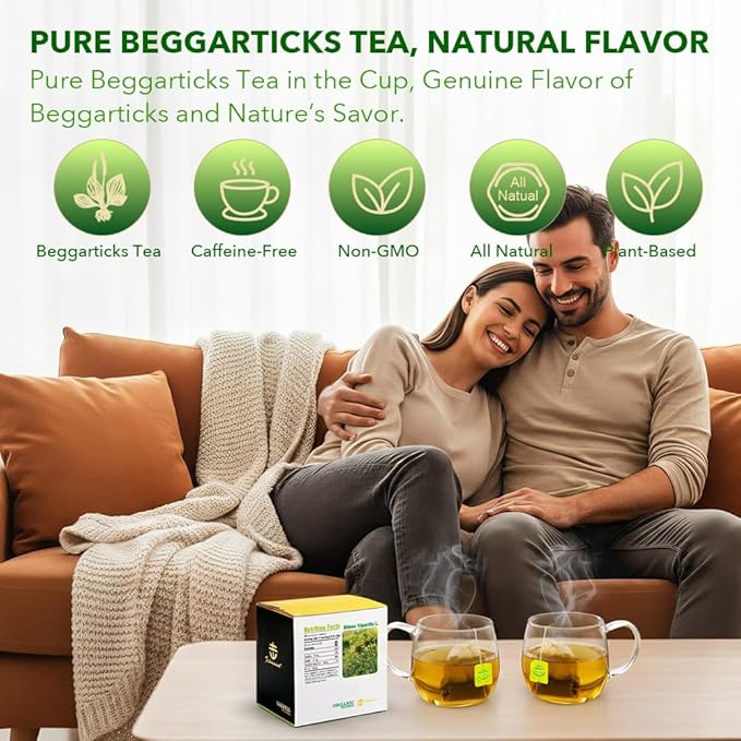 Soilmount - Beggarticks Tea - |Bidens Tripartita|Trifid Bur-marigold|Bidens Tripartita L.|Trifid Bur-marigold|Gui Zhen Cao|鬼针草|귀신침 초| - Pure Herbal Tea - Natural, Organic, Non-GMO, Clean Ingredients, Caffeine Free (18 Tea Bags, Box 1)