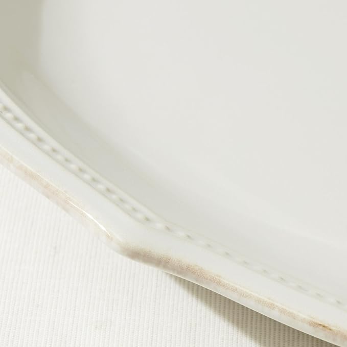 Lenox White French Perle Bead 16" Oval Serving Platter, 3.95 LB