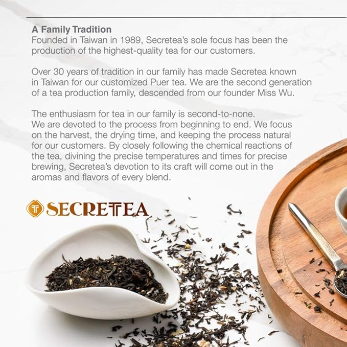 Organic Cocoa Pu-erh Loose Tea I POWERFUL Detox Immune I Heart & Digestion Support, 15 Sachet Tea Bags (15 Count) |By T SECRETEA, Treasure Box