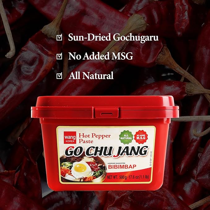 Wang Gochujang - Traditional Korean Red Chili Pepper Paste, Made with All Natural Ingredients, Non-GMO and MSG-Free, 2.2 Lb (Pack of 1) - Spicy, Sweet and Deep Flavor