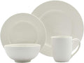 Tabletops Gallery Embossed Bone White Porcelain Round Dinnerware Collection- Chip Resistant Scratch Resistant, Fleur 16 Piece Dinnerware Set (Dinner Plate, Salad Plate, Cereal Bowl, Mug)