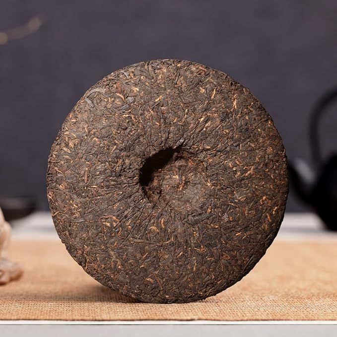 SANRAN Pu Erh Tea, Aged Puer Tea Cake, Ripe Puerh Black Tea, Year 2015, 12.60oz
