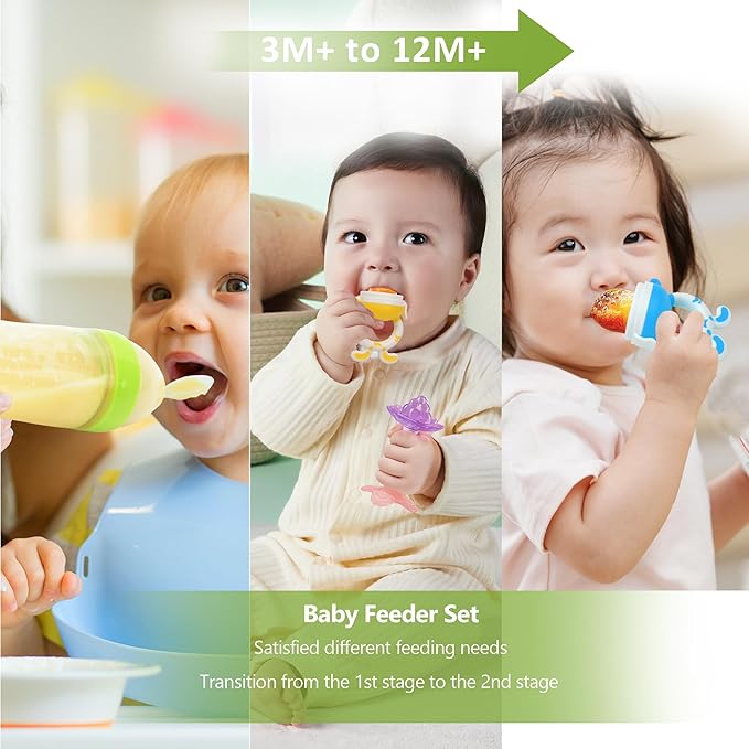 Baby Fruit Feeder Pacifier | Infant Food Feeder & Baby Food Dispensing Spoon | Mesh Fresh Fruit Teethers for Babies | Silicone Teething Pacifier for Babies,Gifts for Boys and Girls (Green)