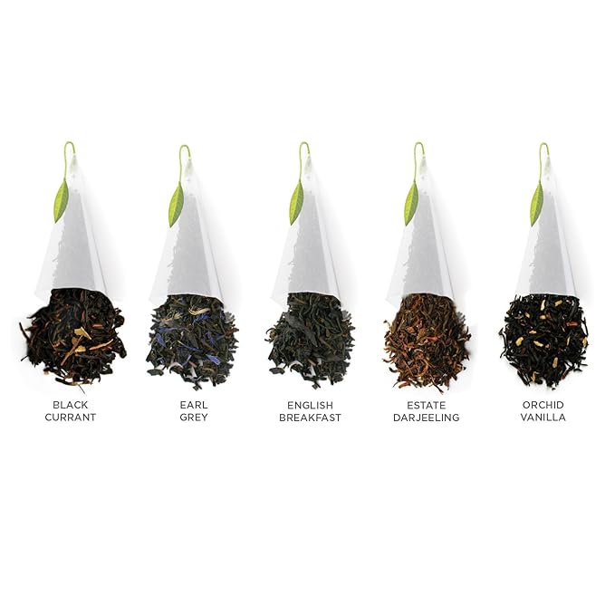 Tea Forte Premium Presentation Box Gift Set Sampler, 20 Count, Assorted Blends Individually Wrapped Handcrafted Pyramid Infuser Bags, Gifts for Mom, Black Tea