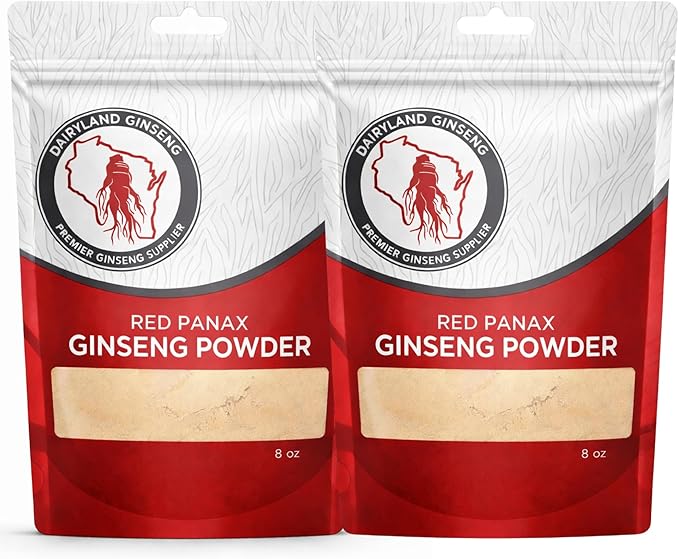 Red Panax Ginseng Powder with Natural Ginsenosides (16 oz)- Supports Healthy Energy, Vitality, Mood and More, Korean Panax Ginseng Root Powder for Smoothies, Coffee or Drinks (2 Packs)