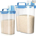 Viretec Rice Storage Container, 5 to 10lb Dry Food Airtight Dispenser, Pet Dog Cat Food Canister, BPA Free Clear Plastic Kitchen and Pantry Bin for Oatmeal, Cereal, Pasta, Flour Pack of 2 Blue
