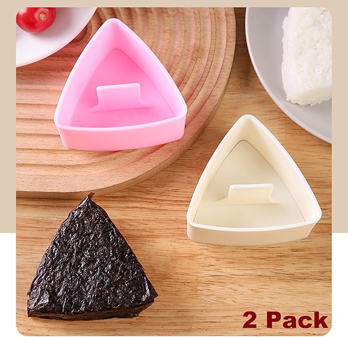 Onigiri Mold Triangle, 2 Pack Large Rice Ball Mold Sushi Makers, Japanese Rice Cooker Kit for Lunch Bento